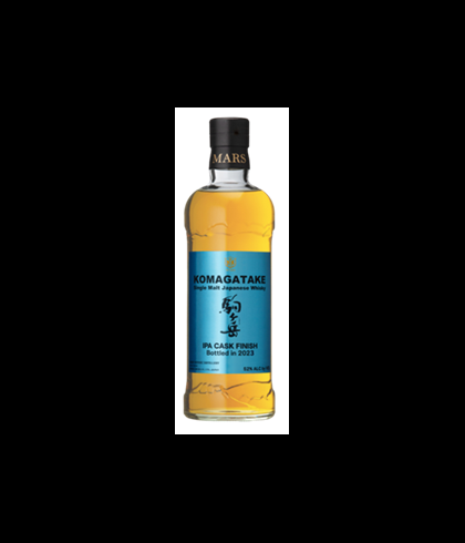 Fles Mars Komagatake IPA Cask Finish 2023, Japanse single malt whisky, op voorraad bij slijterij t Bockje in Bathmen