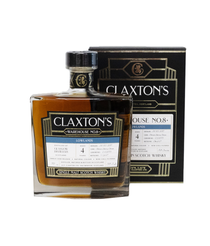 Fles Claxton's Warehouse No.8 Lowlands glasgow 4Y 2017, whisky, op voorraad bij slijterij t Bockje in Bathmen