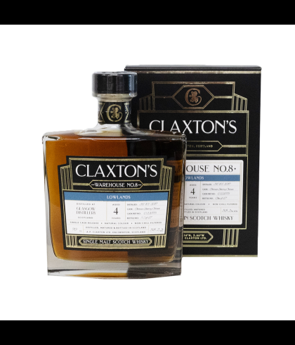 Fles Claxton's Warehouse No.8 Lowlands glasgow 4Y 2017, whisky, op voorraad bij slijterij t Bockje in Bathmen