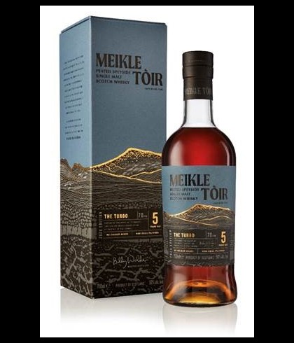 Fles Meikle Toir The Turbo 5 Years Old, geturfde Schotse Speyside single malt, op voorraad bij slijterij t Bockje in Bathmen