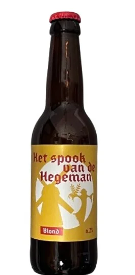Fles Brouwerij Tanklokaal Het spook van de Hegeman Blond, bier, bij slijterij t Bockje in Bathmen