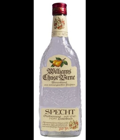 Fles Specht Williams Christ Birne, perendistillaat, op voorraad bij slijterij t Bockje in Bathmen