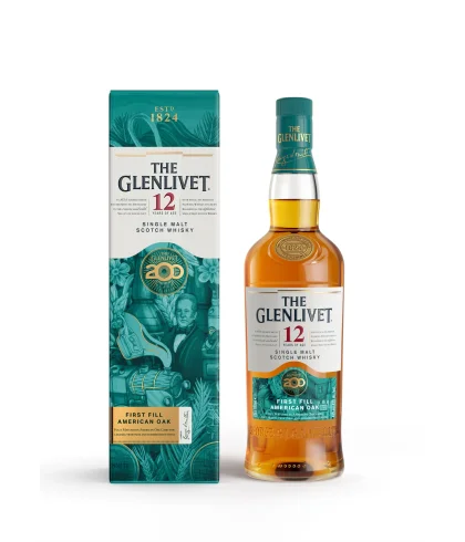 Fles The Glenlivet 12 Years Old 200 Year Anniversary, single malt whisky, op voorraad bij slijterij t Bockje in Bathmen
