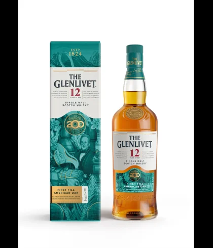 Fles The Glenlivet 12 Years Old 200 Year Anniversary, single malt whisky, op voorraad bij slijterij t Bockje in Bathmen