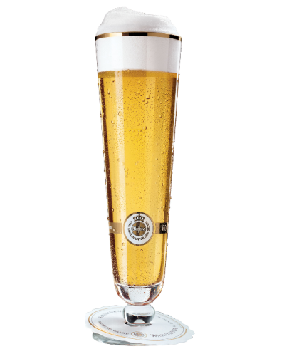 Warsteiner voetglas 20 cl., glas bij t Bockje in Bathmen