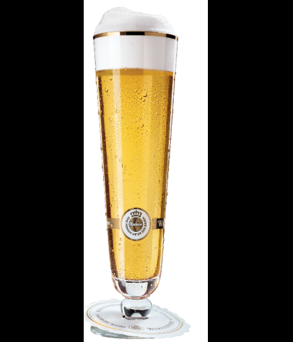 Warsteiner voetglas 20 cl., glas bij t Bockje in Bathmen