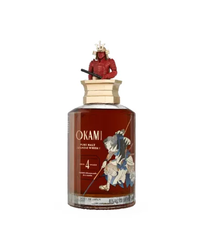 Fles Okami 4 Year Old Pure Malt, whisky, op voorraad bij slijterij ’t Bockje in Bathmen