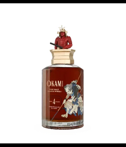 Fles Okami 4 Year Old Pure Malt, whisky, op voorraad bij slijterij ’t Bockje in Bathmen