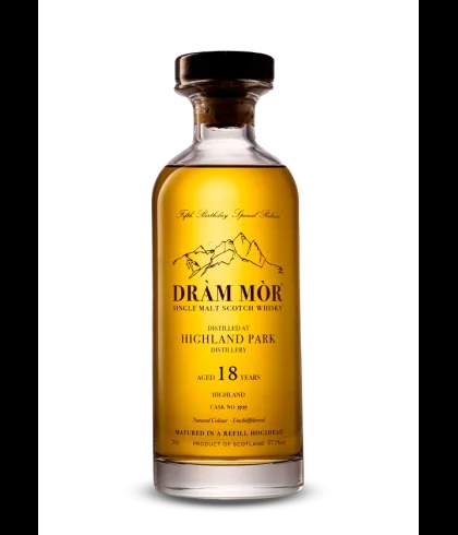 Fles Dr&agrave;m M&ograve;r Highland Park 18 Years Old 2006, single malt whisky, op voorraad bij slijterij t Bockje in Bathmen