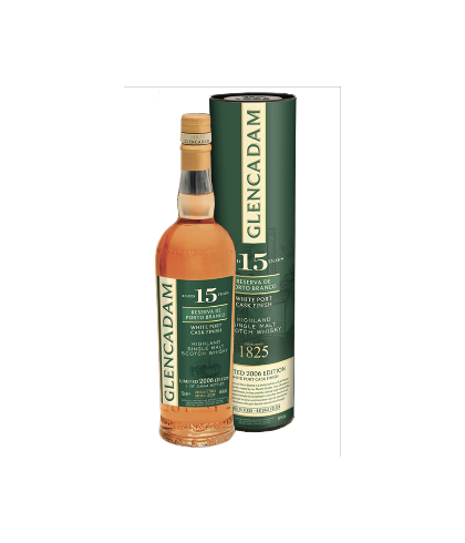 Fles Glencadam 15 Years Reserva de Porto Branco, single malt whisky, op voorraad bij slijterij t Bockje in Bathmen