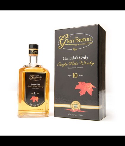 Fles Glen Breton Canada's Only 10Y, whisky, op voorraad bij slijterij t Bockje in Bathmen