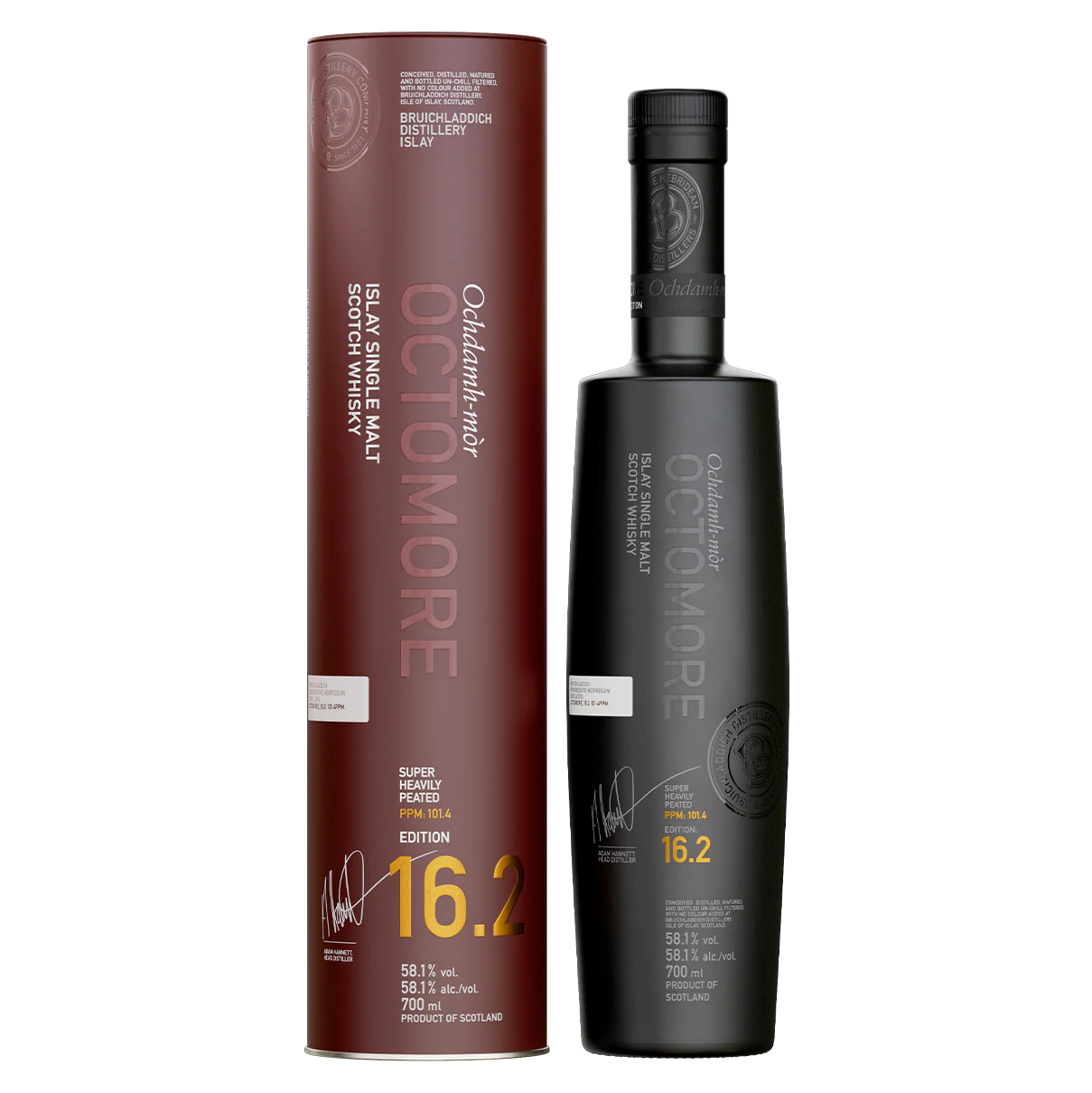 Fles Octomore 16.2, zwaar geturfde Islay single malt, op voorraad bij slijterij t Bockje in Bathmen