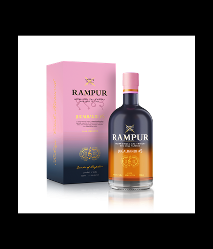 Fles Rampur Jugalbandi 5 Tokaji, Indiase single malt whisky, op voorraad bij slijterij t Bockje in Bathmen