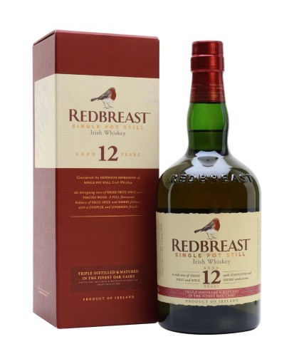 Fles Redbreast 12 Years Old, Ierse single pot still whiskey, op voorraad bij slijterij t Bockje in Bathmen