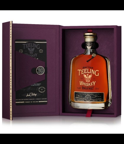 Fles Teeling 30 Years Old Vintage Reserve 1991, Ierse whiskey uit Dublin, op voorraad bij slijterij t Bockje in Bathmen