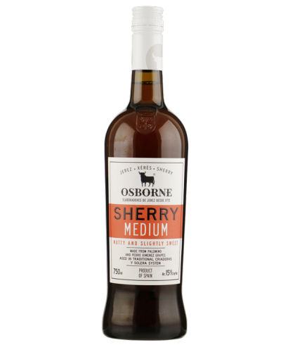 Osborne Sherry Medium, op voorraad bij slijterij t Bockje in Bathmen
