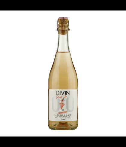 Fles Divin Sparkling Sauvignon Blanc Blush 0.0, alcoholvrije mousserende wijn uit Frankrijk, op voorraad bij slijterij t Bockje in Bathmen