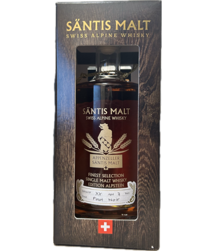 Fles Santis Edition Alpstein Edition XX 7Y Pinot Noir, whisky, op voorraad bij slijterij ’t Bockje in Bathmen