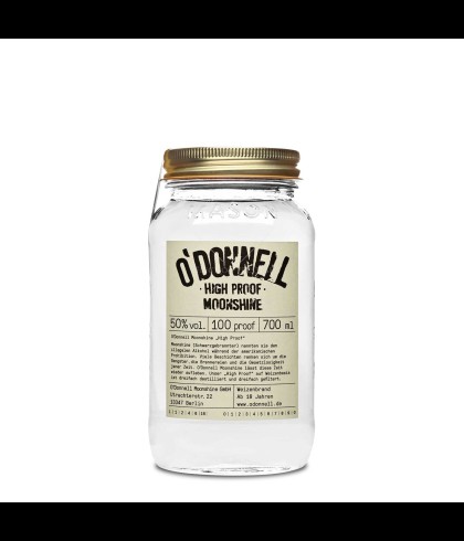 Fles O'Donnell High Proof Moonshine, whisky, op voorraad bij slijterij ’t Bockje in Bathmen