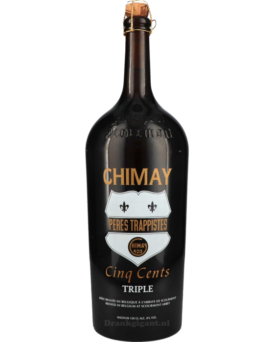 Fles Chimay Tripel grote fles Magnum 1,5 L, bier van Chimay, op voorraad bij slijterij t Bockje in Bathmen
