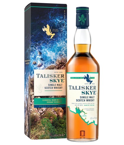 Fles Talisker Skye, single malt whisky van het eiland Skye, op voorraad bij slijterij t Bockje in Bathmen