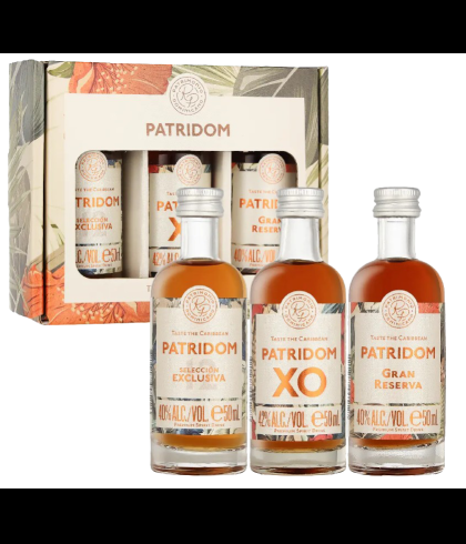 Fles Patridom Rum Giftbox 3x5cl., rum, op voorraad bij slijterij t Bockje in Bathmen