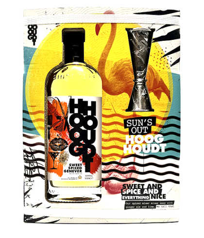 Geschenk Hooghoudt Sweet Spiced Genever Geschenk met barmaatje, bij slijterij ’t Bockje in Bathmen