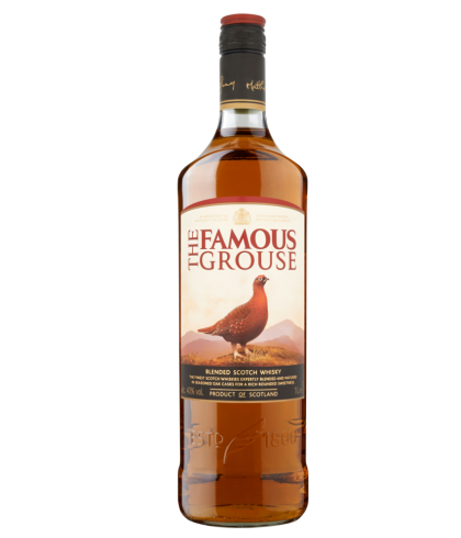 Fles The Famous Grouse 1 liter, Schotse blended whisky, op voorraad bij slijterij t Bockje in Bathmen