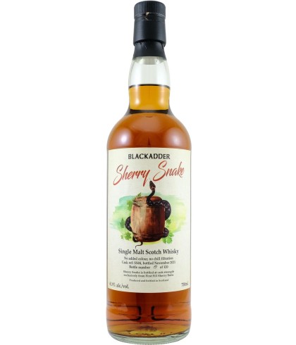 Fles Blackadder Sherry Snake SS04, single malt whisky, op voorraad bij slijterij t Bockje in Bathmen