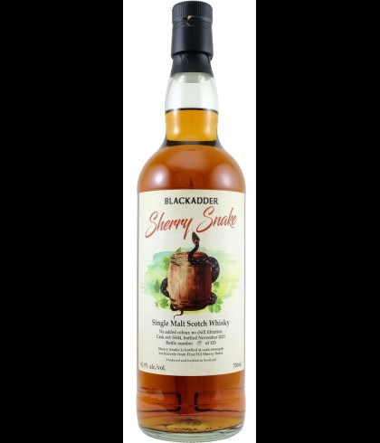 Fles Blackadder Sherry Snake SS04, single malt whisky, op voorraad bij slijterij t Bockje in Bathmen