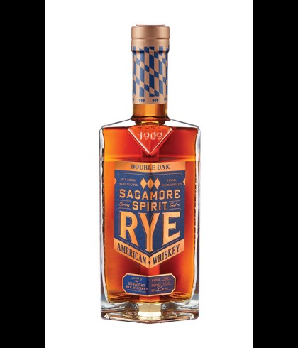 Fles Sagamore American Straight Rye Whiskey Double Oak, whisky, op voorraad bij slijterij t Bockje in Bathmen