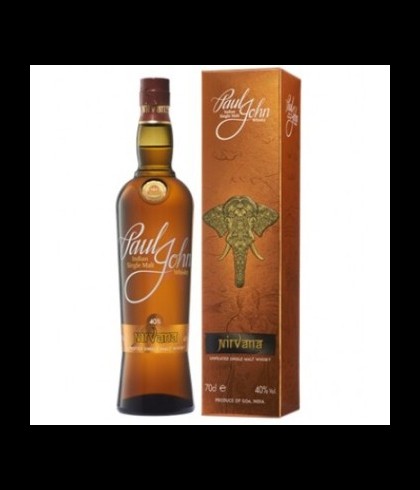 Fles Paul John Nirvana 20 cl, Indiase single malt whisky uit Goa, op voorraad bij slijterij t Bockje in Bathmen