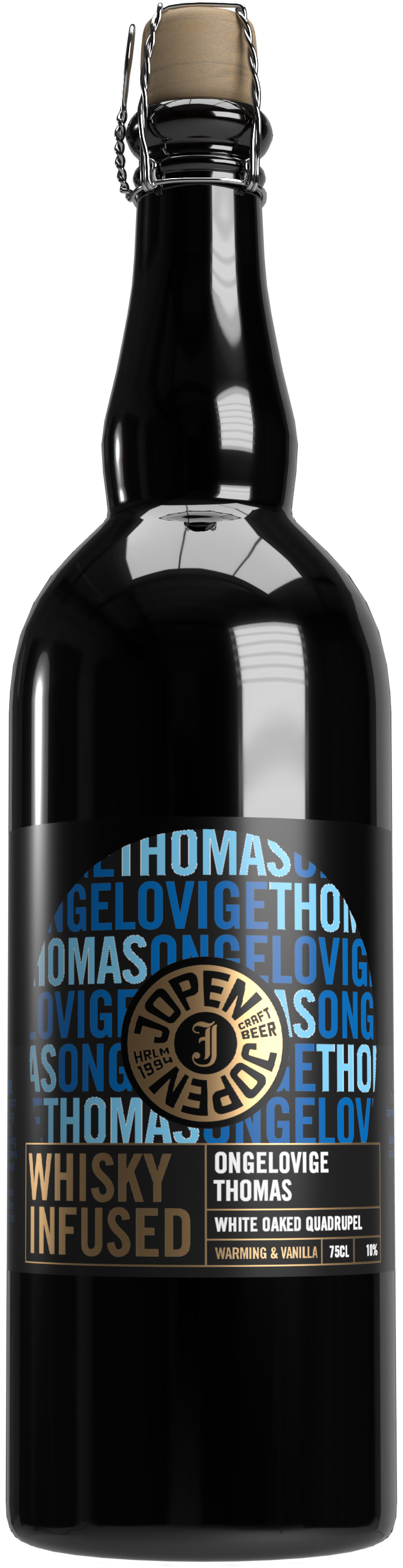 Fles JOPEN Ongelovige Thomas whisky infused, bier van Jopen, op voorraad bij slijterij t Bockje in Bathmen