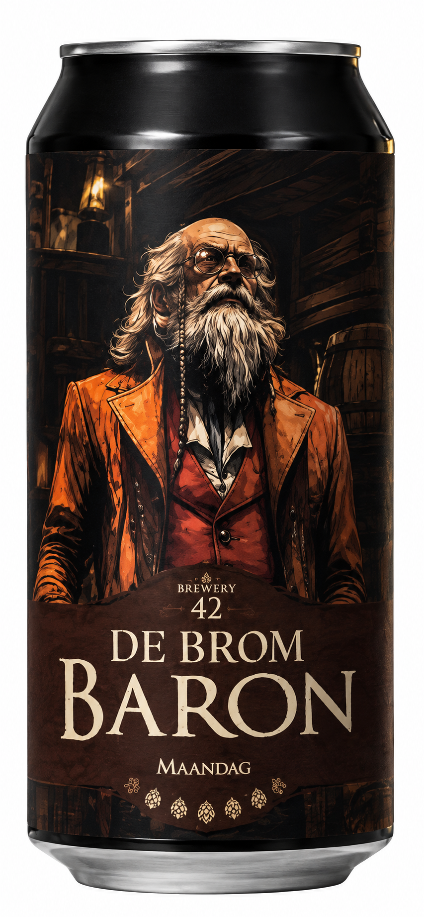 Fles Brewery42 De Brom Baron Double IPA, bier, bij slijterij t Bockje in Bathmen