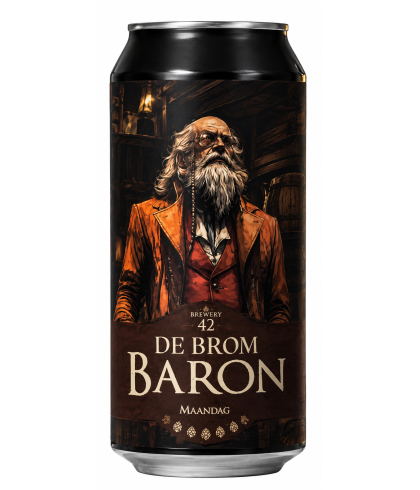 Fles Brewery42 De Brom Baron Double IPA, bier, bij slijterij t Bockje in Bathmen