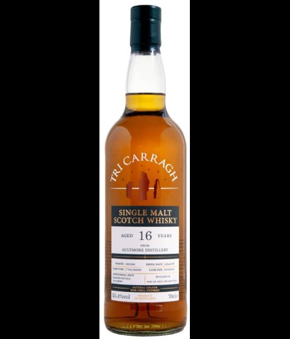 Fles Tri Carragh Aultmore 16 Years Old 2008, single malt whisky, op voorraad bij slijterij t Bockje in Bathmen