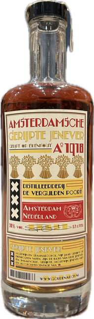 Fles Amsterdamsche Gerijpte Jenever, jenever van Amsterdamsche, op voorraad bij slijterij t Bockje in Bathmen