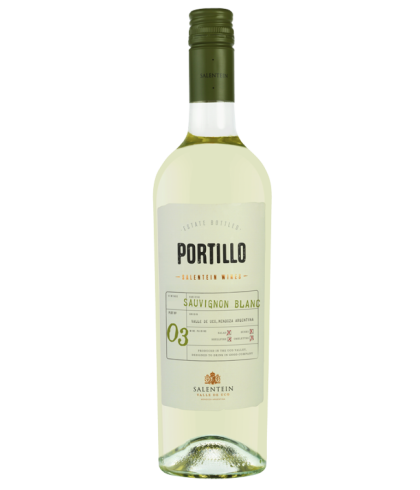 Fles Portillo Sauvignon Blanc, wijn op voorraad bij slijterij t Bockje in Bathmen
