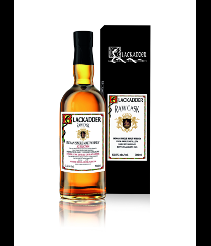 Fles Blackadder Raw Cask Amrut, Indiase single malt whisky, op voorraad bij slijterij t Bockje in Bathmen