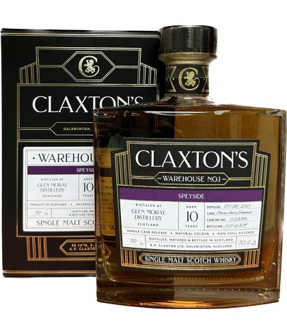 Fles Claxton’s Glen Moray 10 Years Old, single malt whisky, op voorraad bij slijterij t Bockje in Bathmen