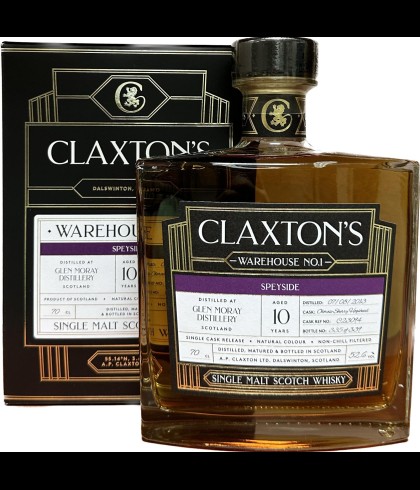 Fles Claxton&rsquo;s Glen Moray 10 Years Old, single malt whisky, op voorraad bij slijterij t Bockje in Bathmen