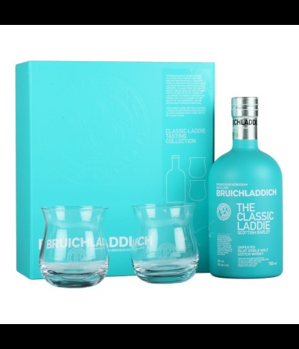 Fles Bruichladdich Classic Laddie Tasting Collection giftbox, whisky, op voorraad bij slijterij t Bockje in Bathmen