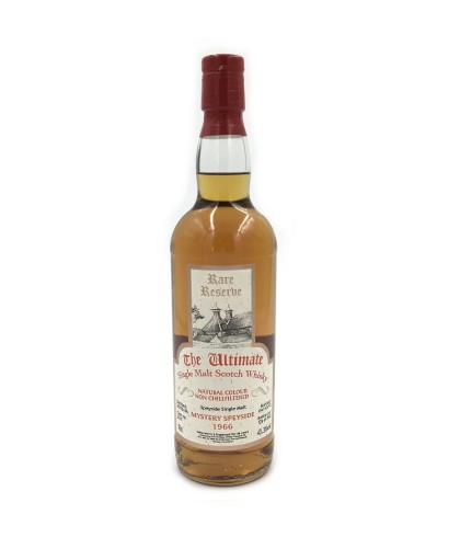 Fles The Ultimate Mystery Speyside 46 Years Old 1966, enkel vat gebotteld door The Ultimate uit Amersfoort, op voorraad bij slijterij t Bockje in Bathmen
