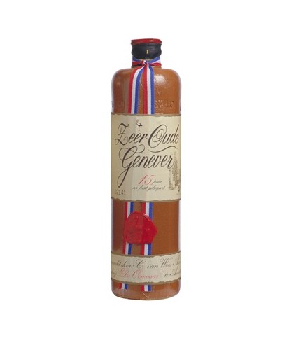 A. v. Wees De Ooievaar Zeer Oude Genever 15 jaar, jenever bij slijterij t Bockje in Bathmen
