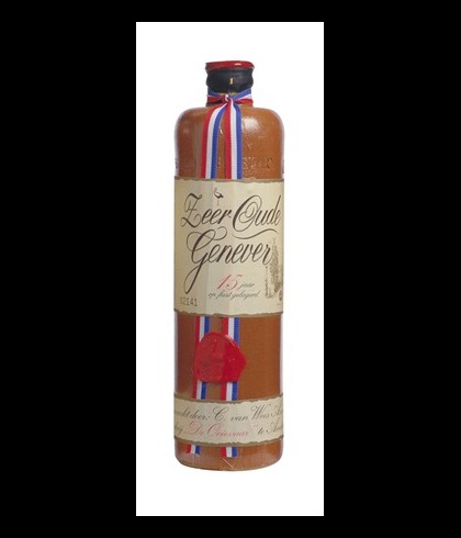 A. v. Wees De Ooievaar Zeer Oude Genever 15 jaar, jenever bij slijterij t Bockje in Bathmen
