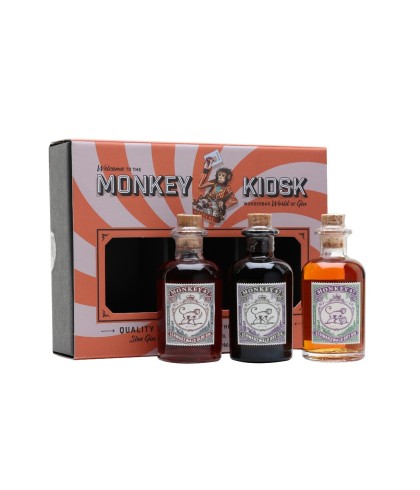 Geschenk Monkey Gin Kiosk 3 x 5cl., bij slijterij ’t Bockje in Bathmen