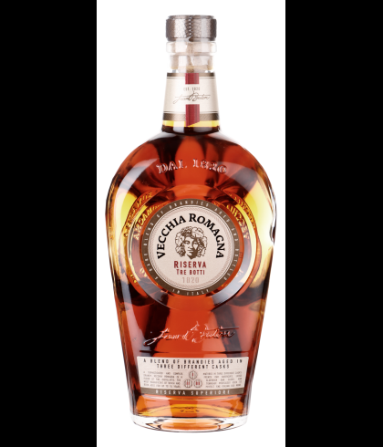 Brandy Vecchia Romagna Riserva Tre Botti van Vecchia Romagna, bij slijterij ’t Bockje in Bathmen