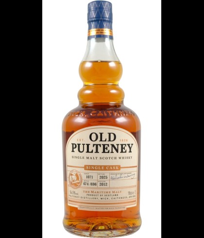 Fles Old Pulteney 2012 Single Cask, Schotse Highland single malt uit Wick, op voorraad bij slijterij t Bockje in Bathmen
