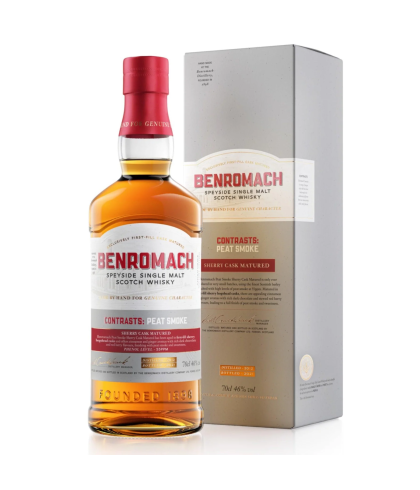 Fles Benromach Contrast Peat Smoke, whisky, op voorraad bij slijterij t Bockje in Bathmen
