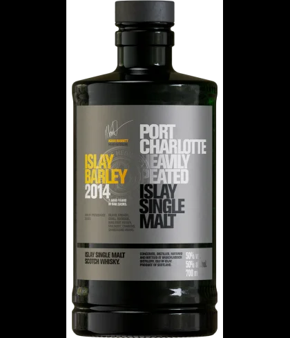 Fles Port Charlotte Islay Barley 2014, zwaar geturfde Islay single malt, op voorraad bij slijterij t Bockje in Bathmen